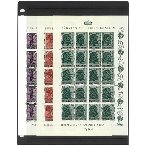 Liechtenstein 1959 Trees Set of 3 In Sheetlets/20 Stamps Scott 332/34 MUH 9-6