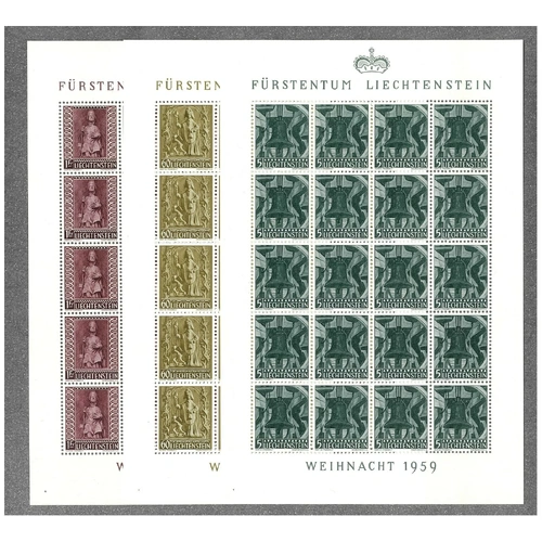 Liechtenstein 1959 Christmas Set/3 In Sheetlets/20 Stamps Scott 350/2 MUH 9-7