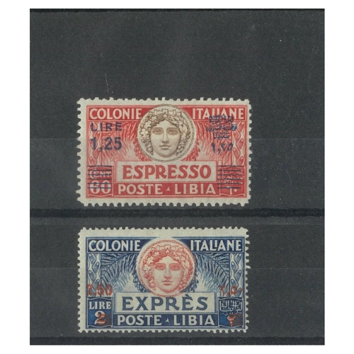 Italian Colony Libya 1927 Express 1.25L On 60c & 2.5L On 2L Stamps MLH 8-4