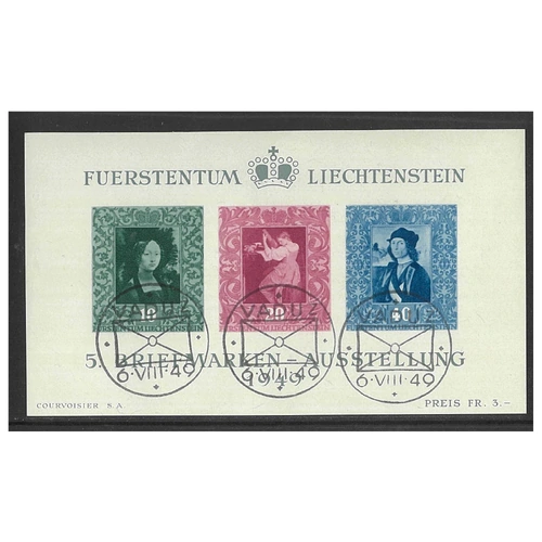 Liechtenstein 1949 Philatelic Exhibition Mini Sheet/3 Stamps Scott 238 CTO 9-31
