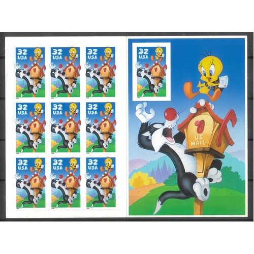USA 1998 Looney Tunes - Sylvester and Tweety Sheet/10 Self-adhesive Stamps MUH 9-33