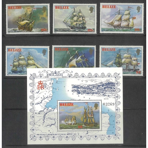 Belize 1981 Sailing Ships Set/6 Stamps & 1 Mini Sheet Sg671/77 MUH 9-36