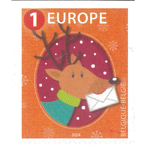 Belgium 2024 Merry Christmas Reindeer Self-adhesive Stamp for Europe MUH 10-2
