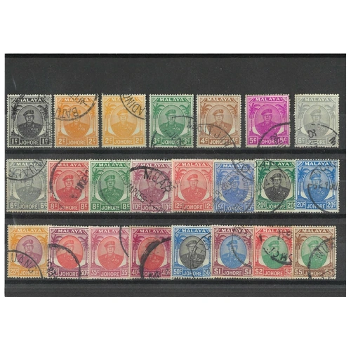 Malayan States Johore 1949-55 Sultan Set/23 Stamps Incl 2c 6c Shades Fine Used 10-7