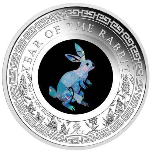 Australia 2023 Opal Lunar Series Year of The Rabbit 1oz Silver Proof Coin