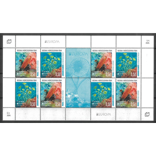 Bosnia Herz 2024 Underwater Life - Europa Sheetlet of 8 Stamps MUH 10-23