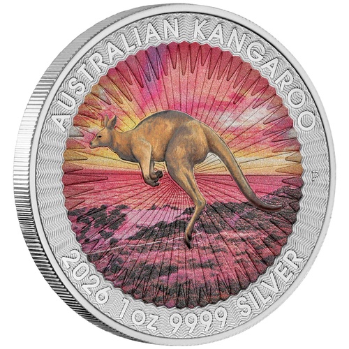 Australia 2026 Sundowner - Red Kangaroo 1oz Silver Coloured Coin in Card