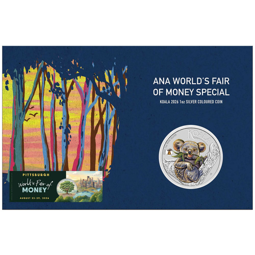 ANA World’s Fair of Money Special Koala 2026 1oz Silver Coloured Coin with Liberty Bell Privy Mark