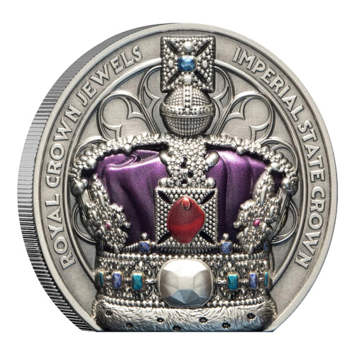 Niue 2026 Royal Crown Jewels $5 Imperial State Crown Ultra High Relief 2oz Silver Antique Coin