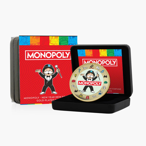 Solomon Islands 2026 50c Monopoly 50mm Gold-Plated Coin Luxe Edition