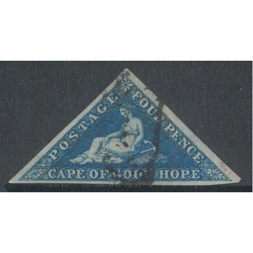 Cape of Good Hope 1864 4d Stamp Blue SG19 Three Clear Even Margins Fine Used 4-1