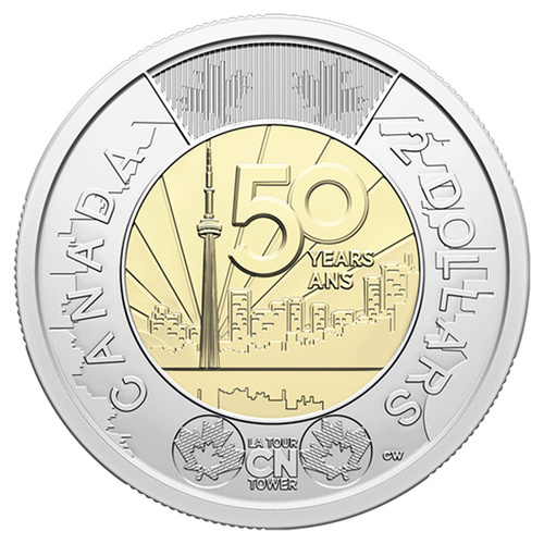 Canada 2026 $2 CN Tower 50th Anniversary Non-Coloured Single Coin Loose