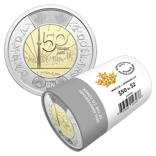 Canada 2026 $2 CN Tower 50th Anniversary Non-Coloured Coin in Roll