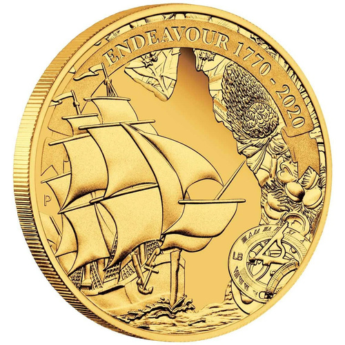Australia 2020 $25 Voyage of Discovery Endeavour 1770-2020 1/4oz Gold Proof Coin
