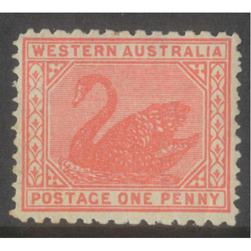 West Australia 1905 Swan Crown/A WMK Upright 1d Stamp Rose-Pink SG139a MLH