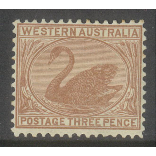 West Australia 1906 Swan Crown/A WMK  3d Stamp Brown SG141 Mint