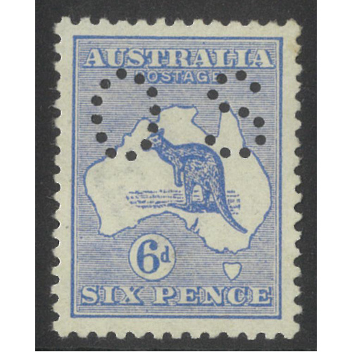 Kangaroo 1st WMK 6d Stamp Violet-Blue Perf Small OS SG O23 MLH