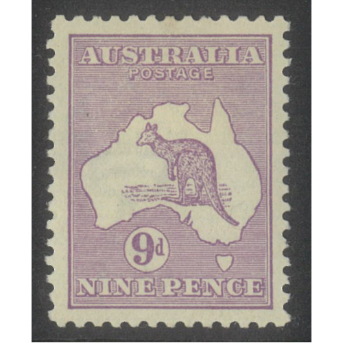 Kangaroo 2nd WMK 9d Pale Violet SG27 Near Perfect Centring, Hinge Remnants Mint