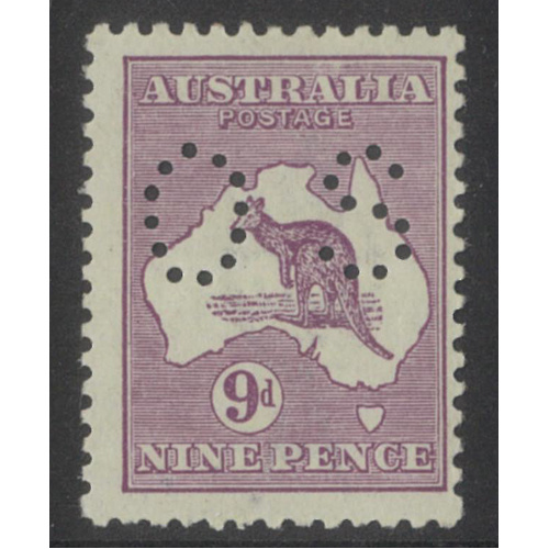 Kangaroo 3rd WMK 9d Stamp Pale Vilet Die II Perf OS SG O47b MLH