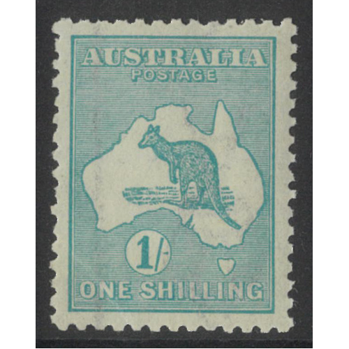 Kangaroo 3rd WMK Inverted 1/- Stamp Blue-Green Die II BW 32Aa, SG40aw MUH