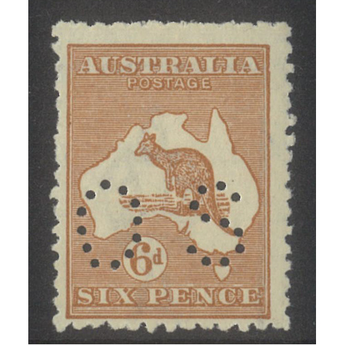 Kangaroo 3rd WMK 6d Stamp Chestnut Perf OS 'Broken Leg' Variety BW21B(3)ba MUH