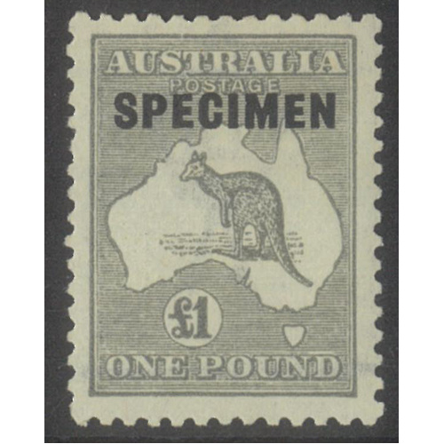 Kangaroo 3rd WMK £1 Stamp Grey ovpt Specimen Type D BW 53Axg SG75s Fine MVLH