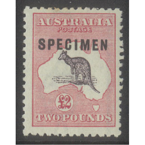 Kangaroo 3rd WMK £2 Stamp Purple-Black & Rose ovpt Specimen Type C SG45s MLH