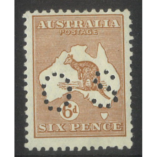 Kangaroo Small Mult WMK 6d Stamp Pale Chestnut Perf OS SG O76 MLH