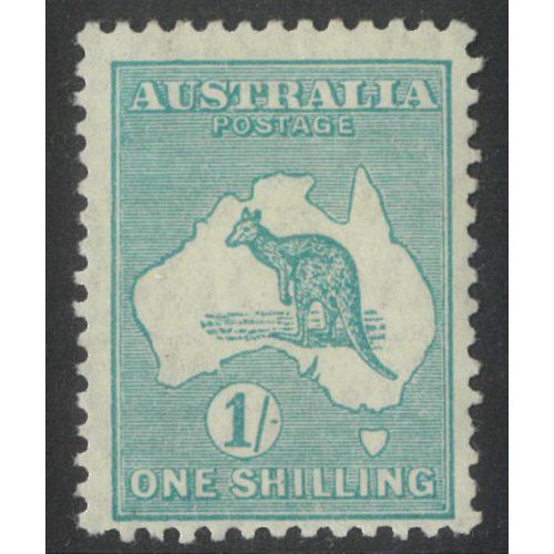Kangaroo Small Mult WMK 1/- Stamp Blue-Green SG109 Mint Unhinged