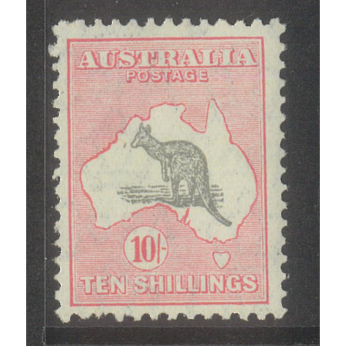 Kangaroo CofA WMK 10/- Stamp Grey & Pink One Pulled Perf at Base SG136 MUH