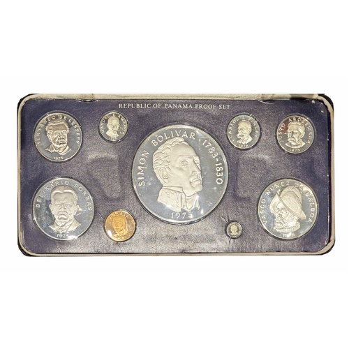 Panama 1975 9-Coin Proof Set including Sterling Silver Coins approx 5.68oz