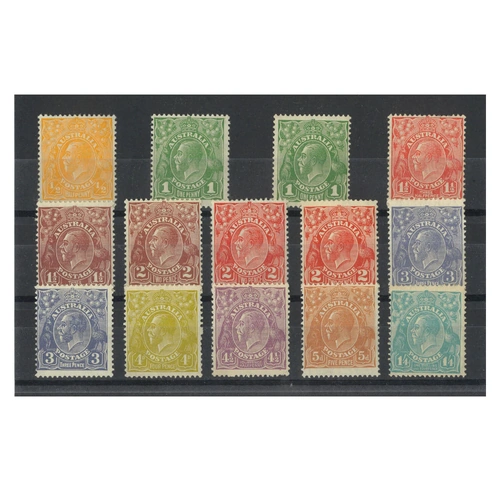 Australia KGV 1926-30 Small Mult WMK Set/14 Stamps Thick 1 Variety SG94/104 MUH
