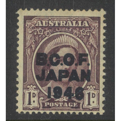 Australia B.C.O.F. 1946 Queen Mother Stamp with Blue-Black Ovpt SG J2a MUH