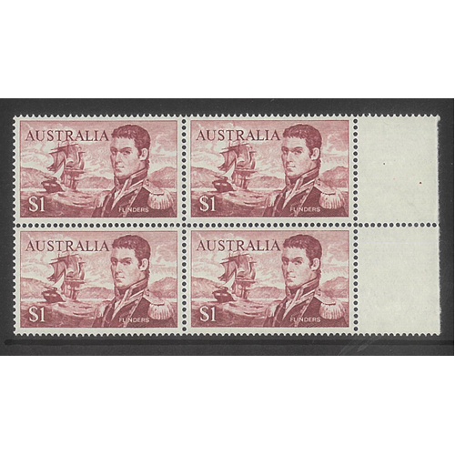 Australia 1973 Flinders $1 Block/4 Stamps Perf 15x14 SG 401c Mint Unhinged