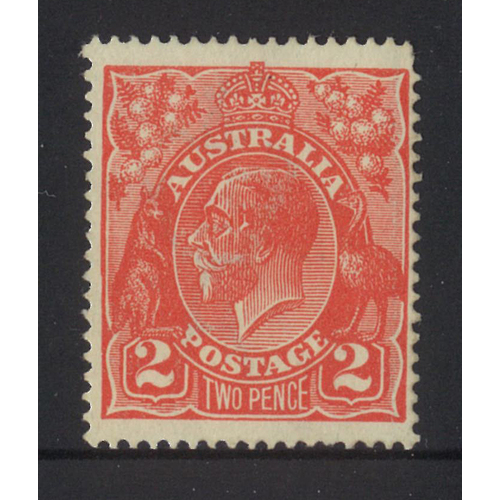 Australia KGV Stamp Single WMK 2d Red "Retouched Face" BW96C(14)e MLH Rare
