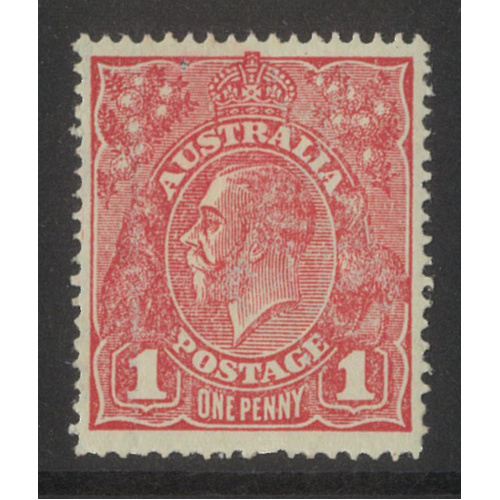 Australia KGV Stamp Rough Paper 1d Rose-Red WMK Inverted BW72 MLH