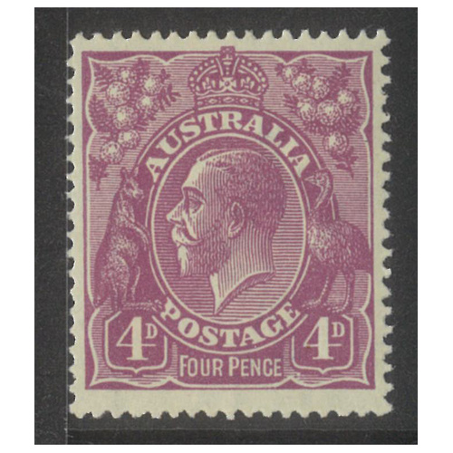 Australia KGV Stamp Single Crown WMK 4d Violet SG64 BW111A MUH