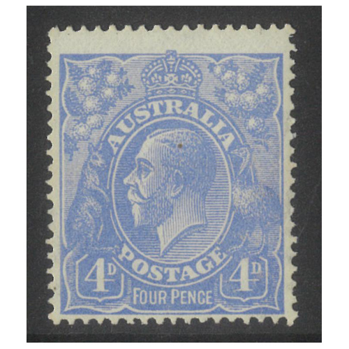 Australia KGV Stamp Single WMK Inverted 4d Ultramarine BW113B SG65w MLH