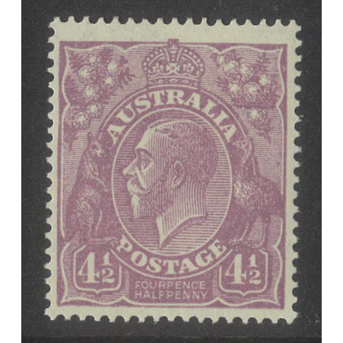 Australia KGV Stamp Single WMK 4½d Reddish Violet BW118E SG81 MUH