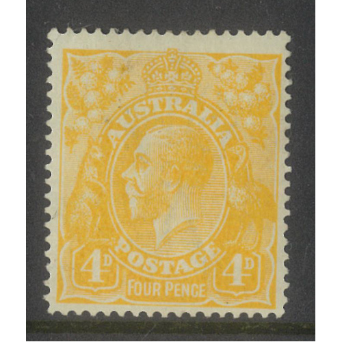 Australia KGV Stamp Single Crown WMK 4d Lemon SG22b BW110C MUH
