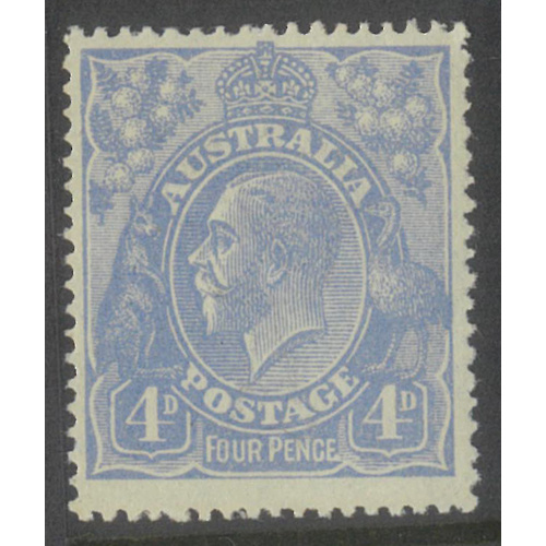 Australia KGV Stamp Single Crown WMK 4d Pale Blue SG65 MUH