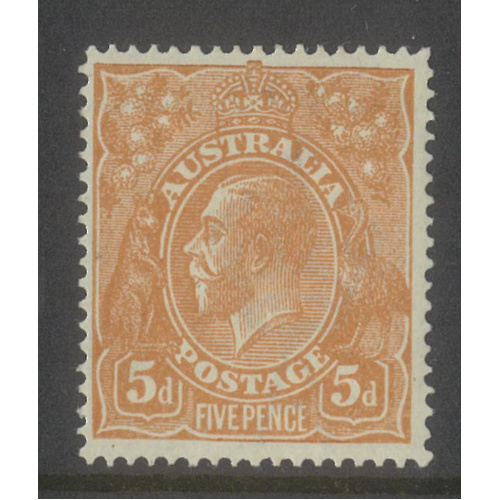 Australia KGV Stamp Single Crown WMK 5d Pale Chestnut SG23b MVLH