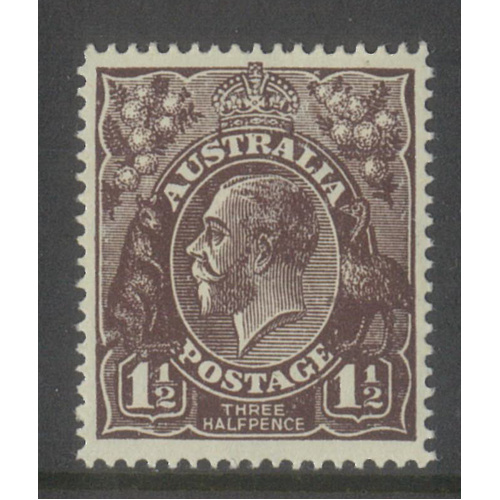 Australia KGV Stamp Large Mult WMK Inverted 1½d Black-Brown SG51w MUH