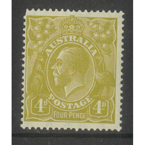 Australia KGV Stamp Small Mult WMK p14 4d Greenish Olive SG91 MUH