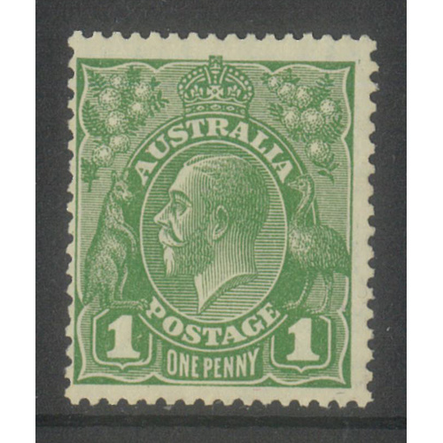 Australia KGV Stamp Small Mult WMK p13½x12½ 1d Sage-Green Die II SG95b MUH
