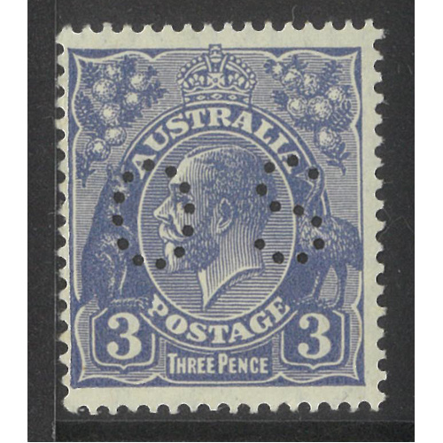 Australia KGV Stamp S/Mult WMK p13½x12½ 3d Deep Blue Die II Perf OS SG O106b MUH