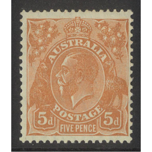 Australia KGV Stamp S/Mult WMK p13½x12½ 5d Pale Orange-Brown SG103a BW126A MUH