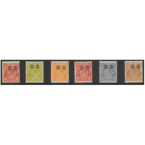 Australia KGV Stamp 1932-33 Overprinted OS Set of 6 to 5d SG O125/26 O128/32 MUH