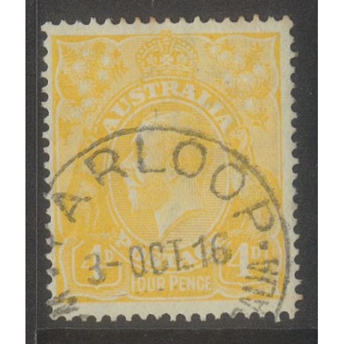 Australia KGV Stamp Single Crown WMK 4d Lemon SG22b Fine Used