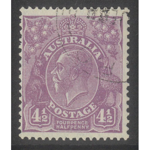 Australia KGV Stamp Small Mult WMK P13½x12½ 4½d Aniline Violet BW120E FU Scarce